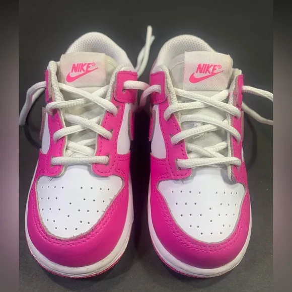 Nike Dunk Low Toddler Sneakers Hyper Pink White Shoe Size-8C