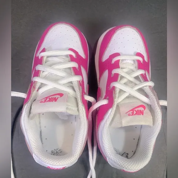 Nike Dunk Low Toddler Sneakers Hyper Pink White Shoe Size-8C