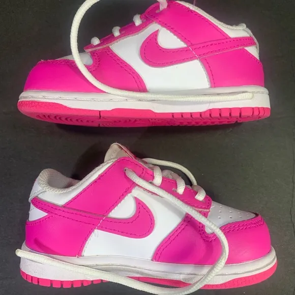 Nike Dunk Low Toddler Sneakers Hyper Pink White Shoe Size-8C