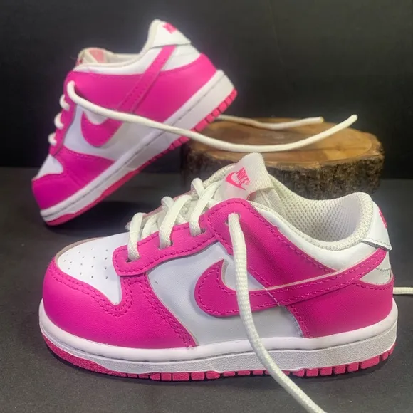 Nike Dunk Low Toddler Sneakers Hyper Pink White Shoe Size-8C