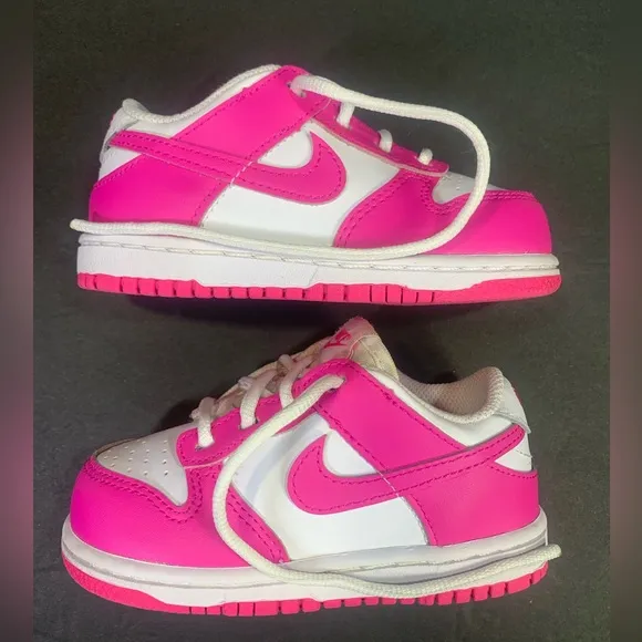 Nike Dunk Low Toddler Sneakers Hyper Pink White Shoe Size-8C