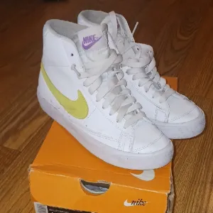 Nike White and Yellow High-Top Sneakers