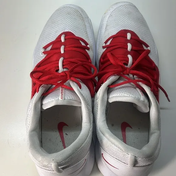 Nike Zoom Hyperdunk White Sneakers with Red Swoosh Size 16.5