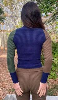 Nonna pearl cardigan in roots colorblock