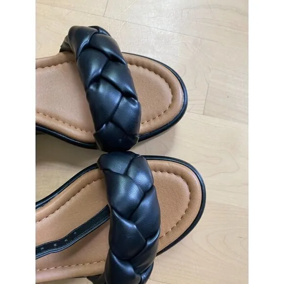 NORDSTROM rack braided wedge black sandals Womens NEW