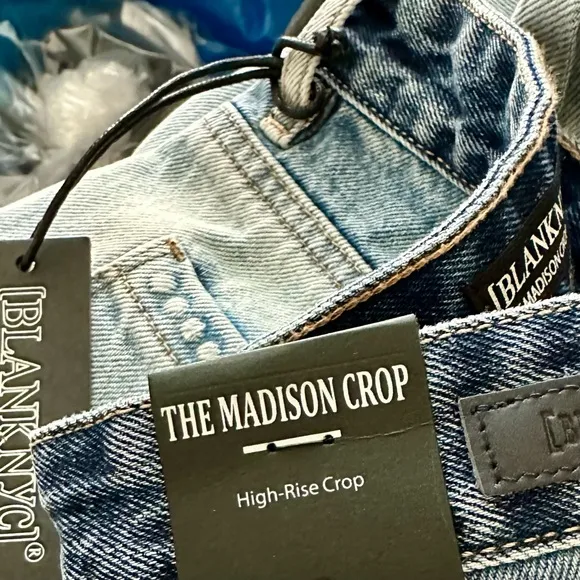 NWT Blank NYC Blue Two Tone Split Hem High-Rise Crop Jeans Size Various
