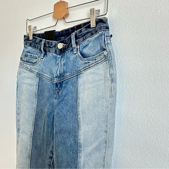 NWT Blank NYC Blue Two Tone Split Hem High-Rise Crop Jeans Size Various
