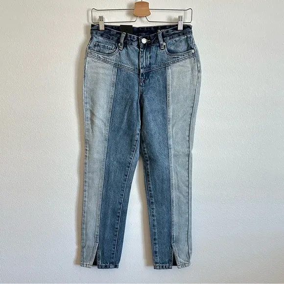 NWT Blank NYC Blue Two Tone Split Hem High-Rise Crop Jeans Size Various