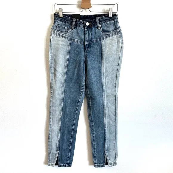 NWT Blank NYC Blue Two Tone Split Hem High-Rise Crop Jeans Size Various