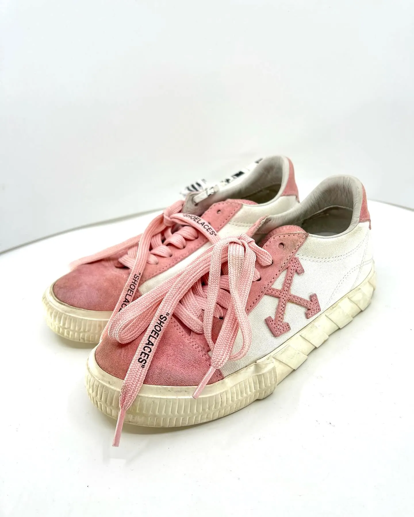 OFF-WHITE VULCANIZED CANVAS AND SUEDE LOW-TOP SNEAKERS