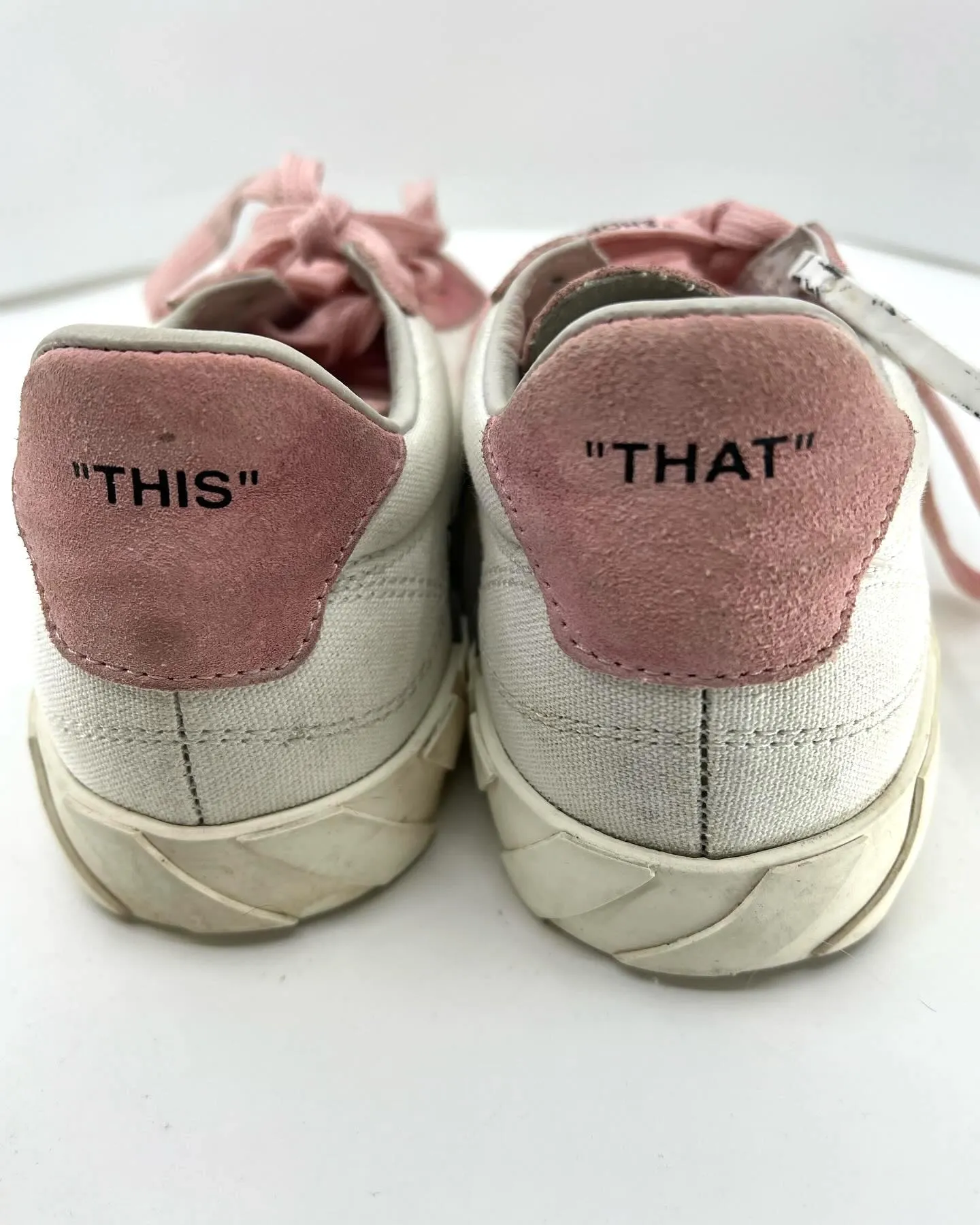 OFF-WHITE VULCANIZED CANVAS AND SUEDE LOW-TOP SNEAKERS