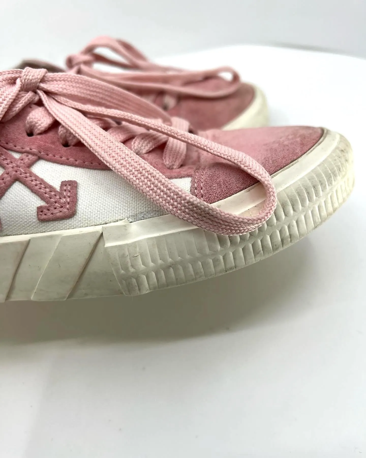 OFF-WHITE VULCANIZED CANVAS AND SUEDE LOW-TOP SNEAKERS
