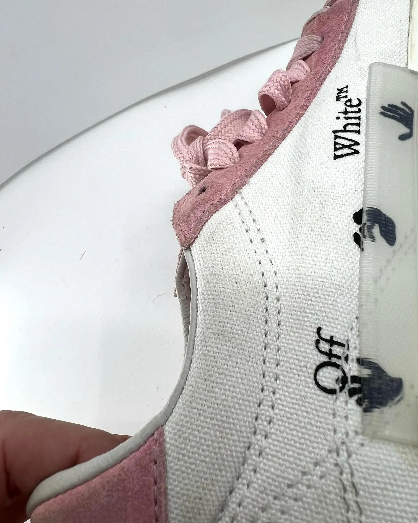 OFF-WHITE VULCANIZED CANVAS AND SUEDE LOW-TOP SNEAKERS