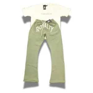 Olive Stacked Set Ivory Color logo w/ Light Olive satin and silk blend pockets