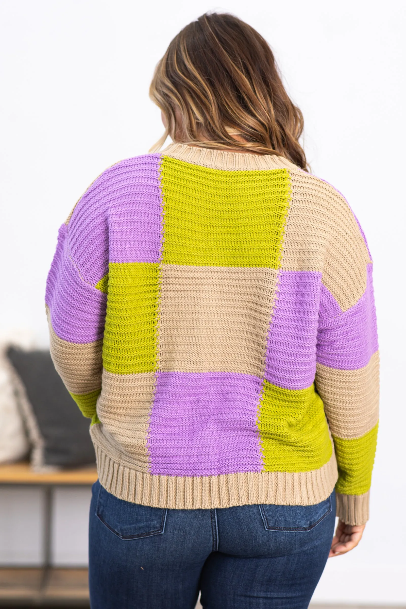 Orchid and Taupe Colorblock Sweater