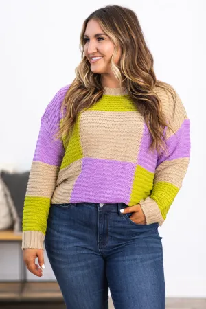 Orchid and Taupe Colorblock Sweater