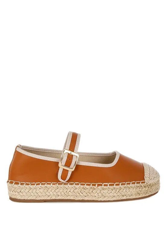 Ostac Genuine Leather Mary Jane Espradrilles