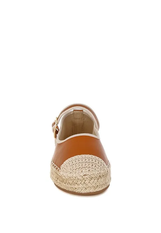 Ostac Genuine Leather Mary Jane Espradrilles