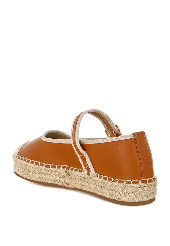 Ostac Genuine Leather Mary Jane Espradrilles