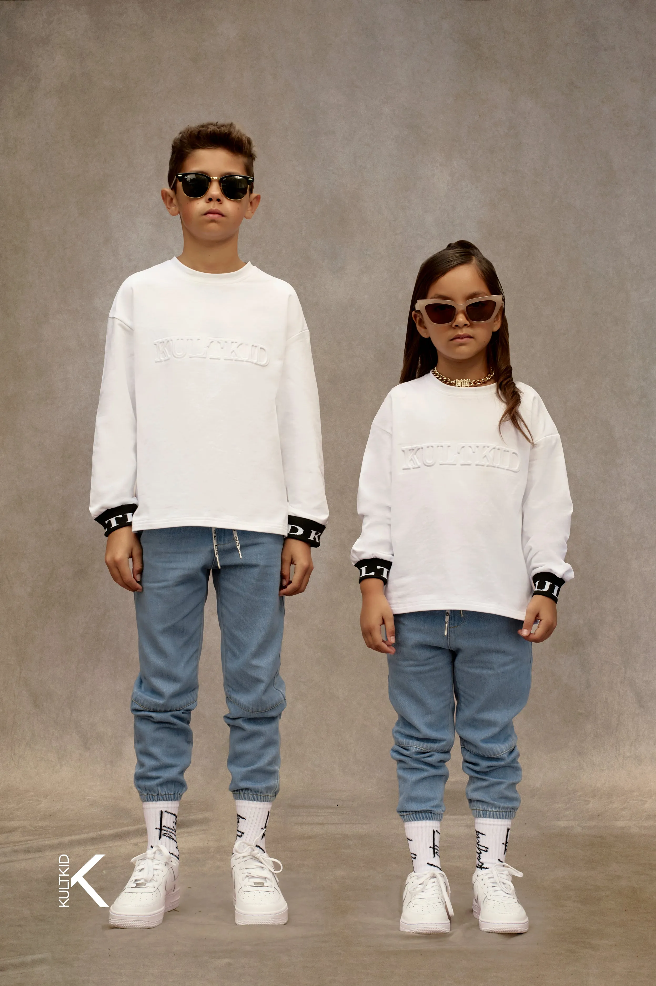 Oversized Logo Embossed Jumper in Ice White