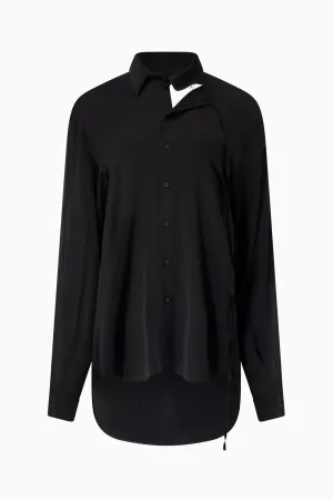 Oversized Satin Cut-Out Shirt