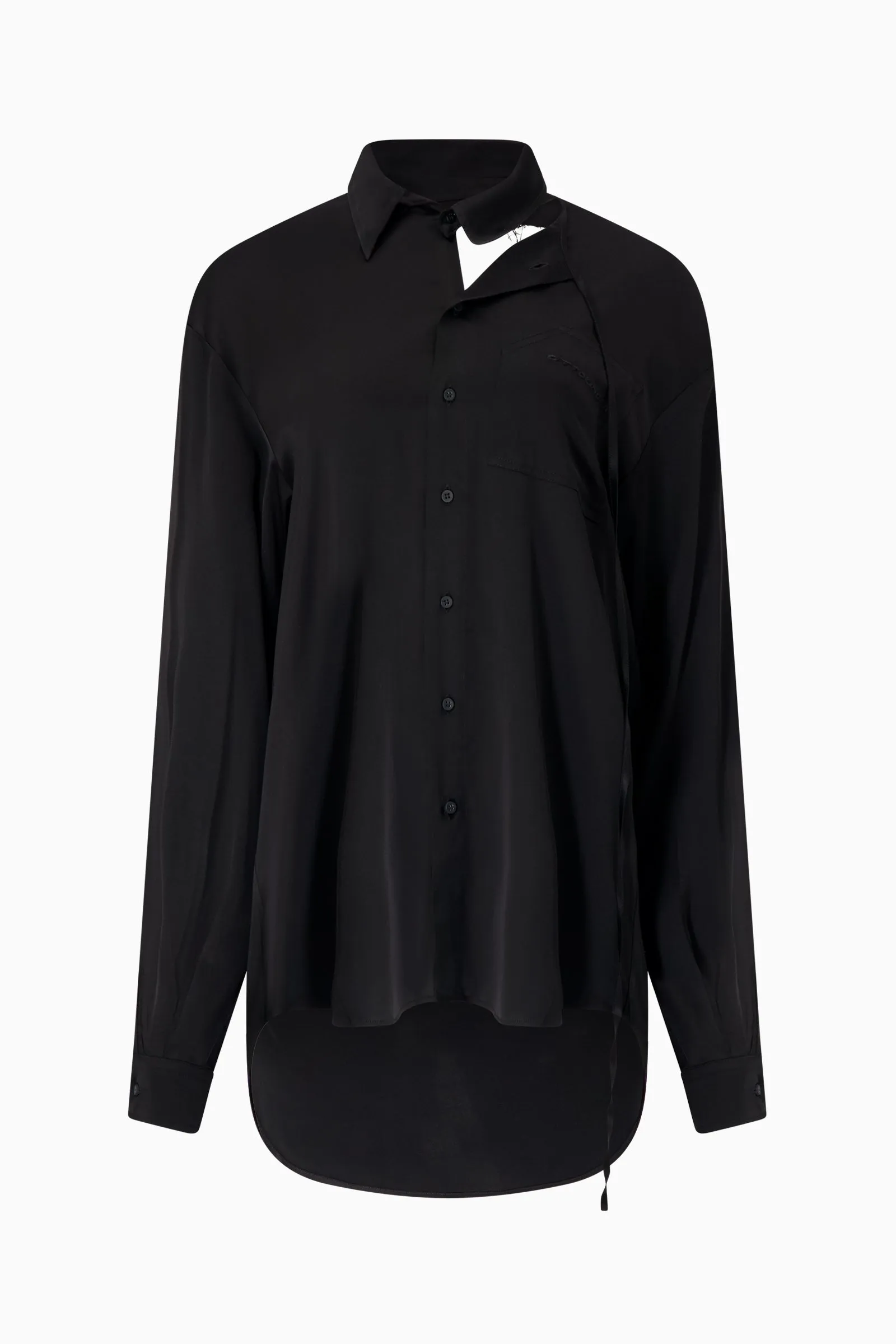 Oversized Satin Cut-Out Shirt