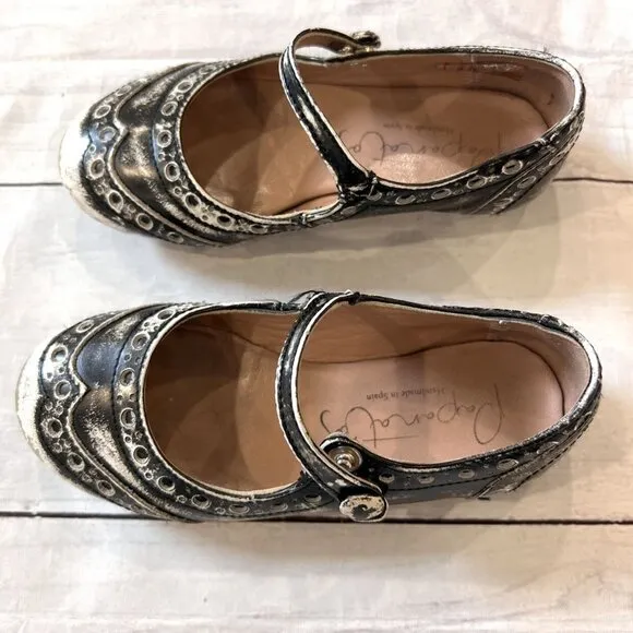 Papanatas By Eli Black &amp; White Brushed Wingtip Shoes