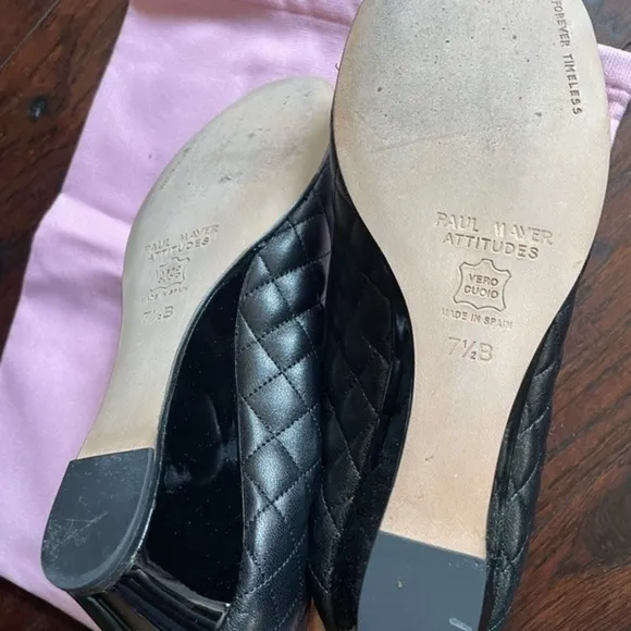 𝅺paul Mayer 7.5 B quilted pumps Black
