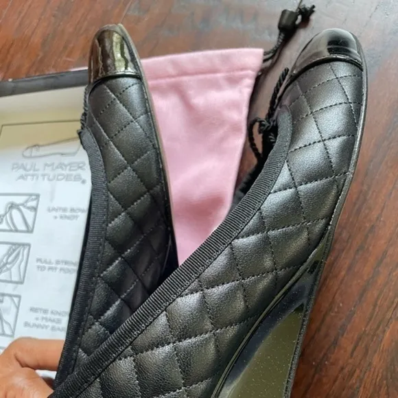 𝅺paul Mayer 7.5 B quilted pumps Black