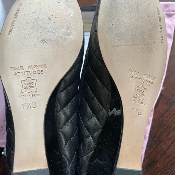 𝅺paul Mayer 7.5 B quilted pumps Black