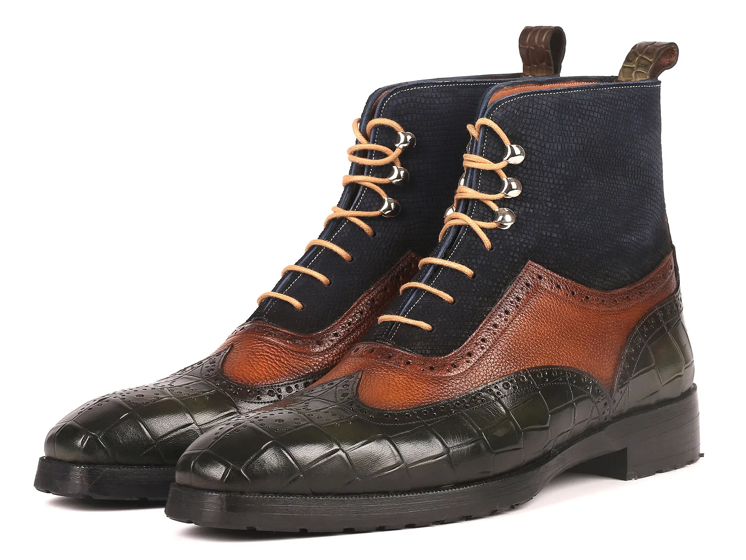 Paul Parkman Men's Wingtip Rubber Sole Boots in Three Tones