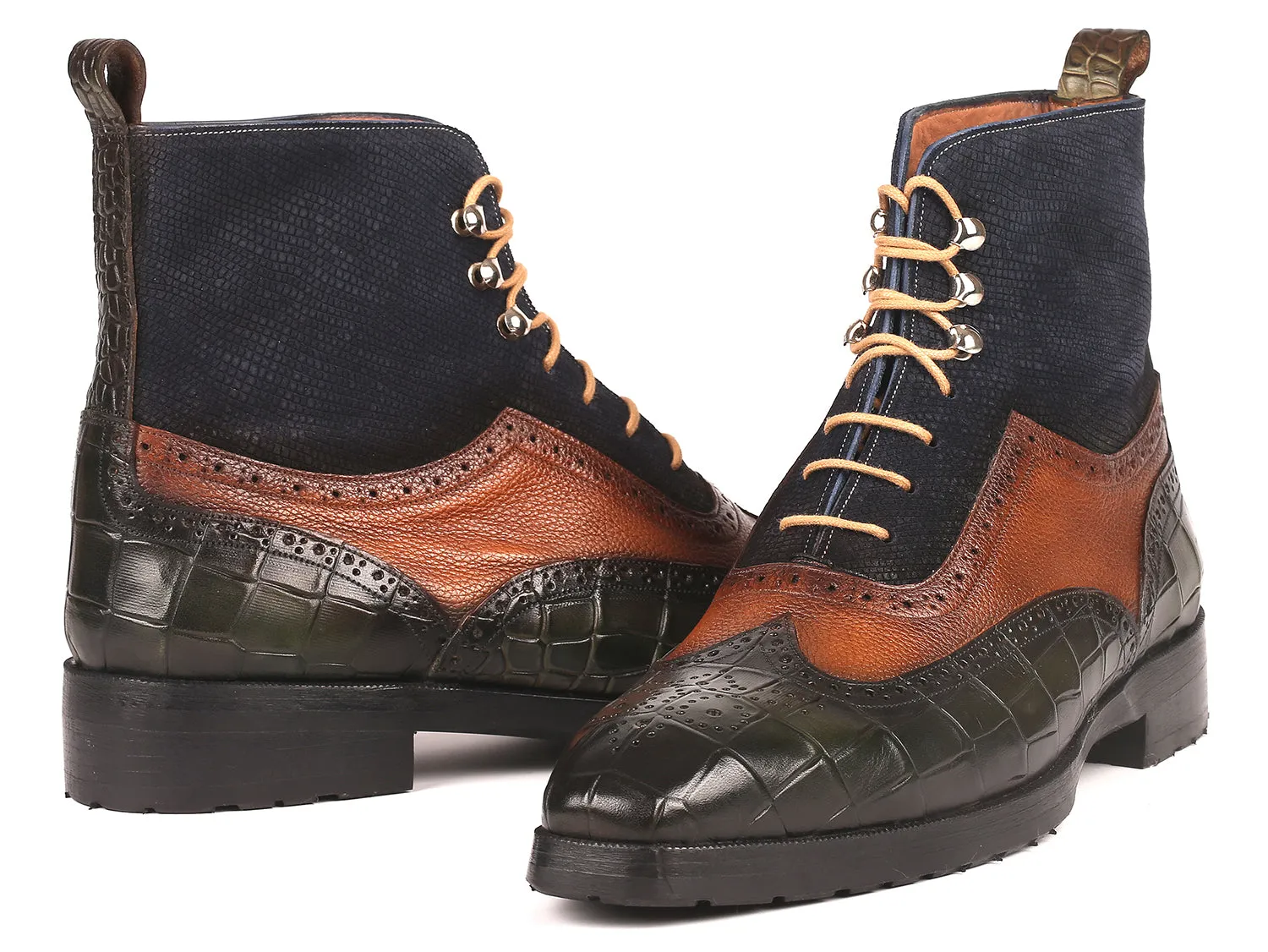 Paul Parkman Men's Wingtip Rubber Sole Boots in Three Tones