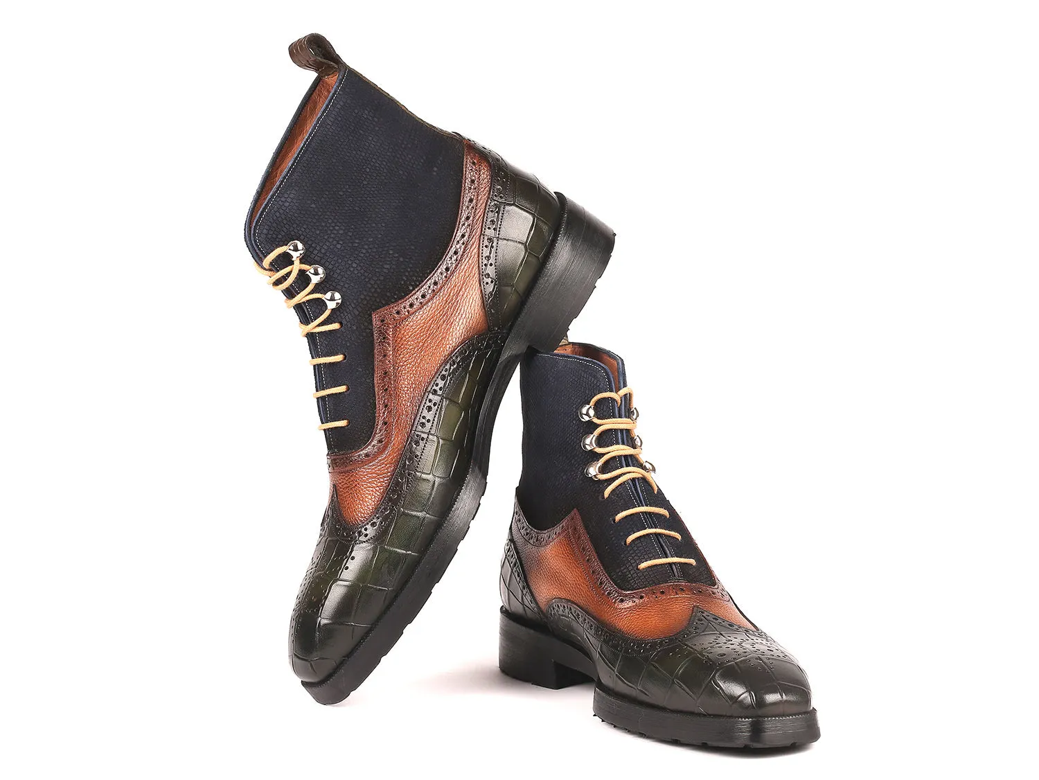 Paul Parkman Men's Wingtip Rubber Sole Boots in Three Tones