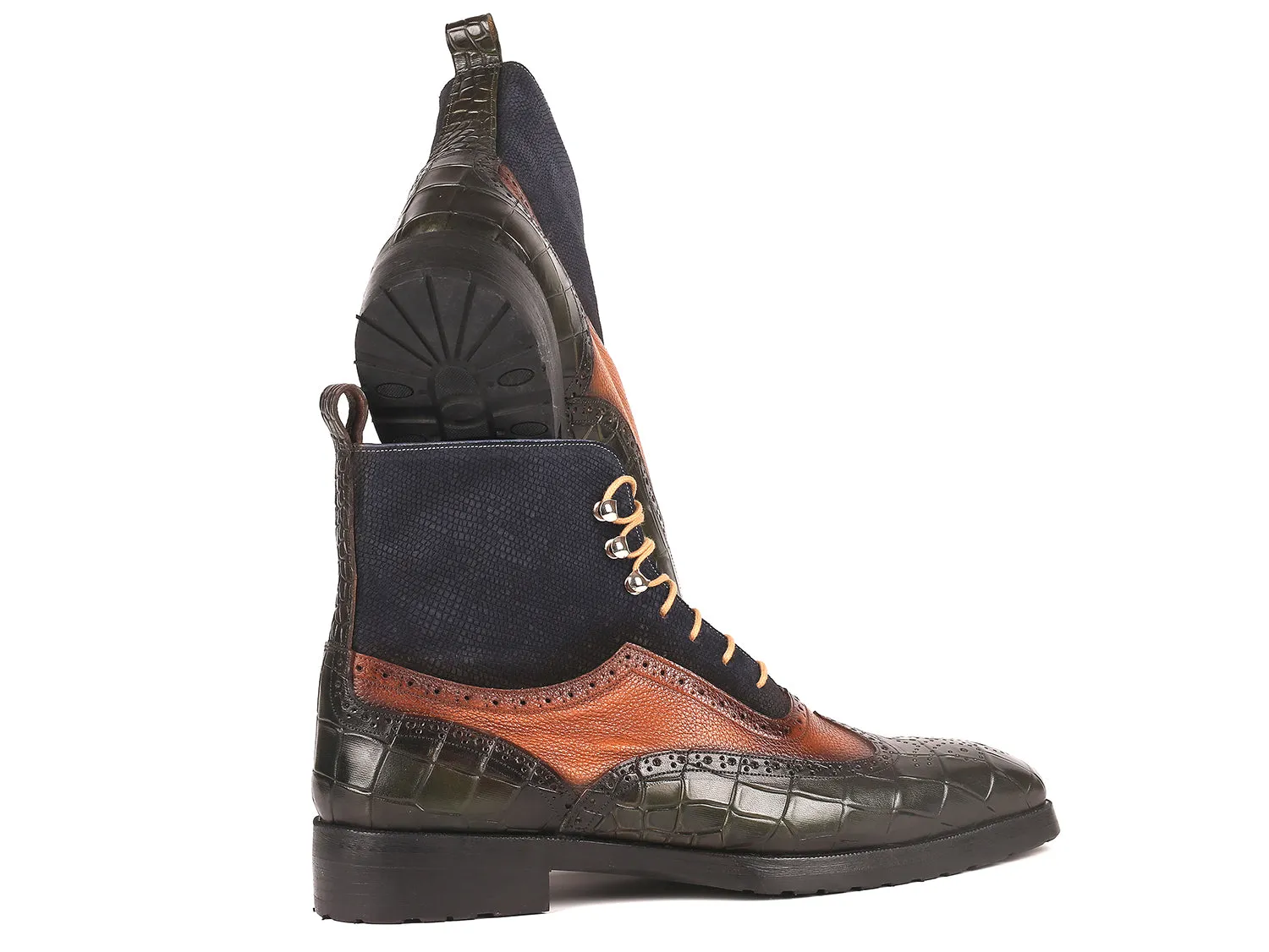 Paul Parkman Men's Wingtip Rubber Sole Boots in Three Tones