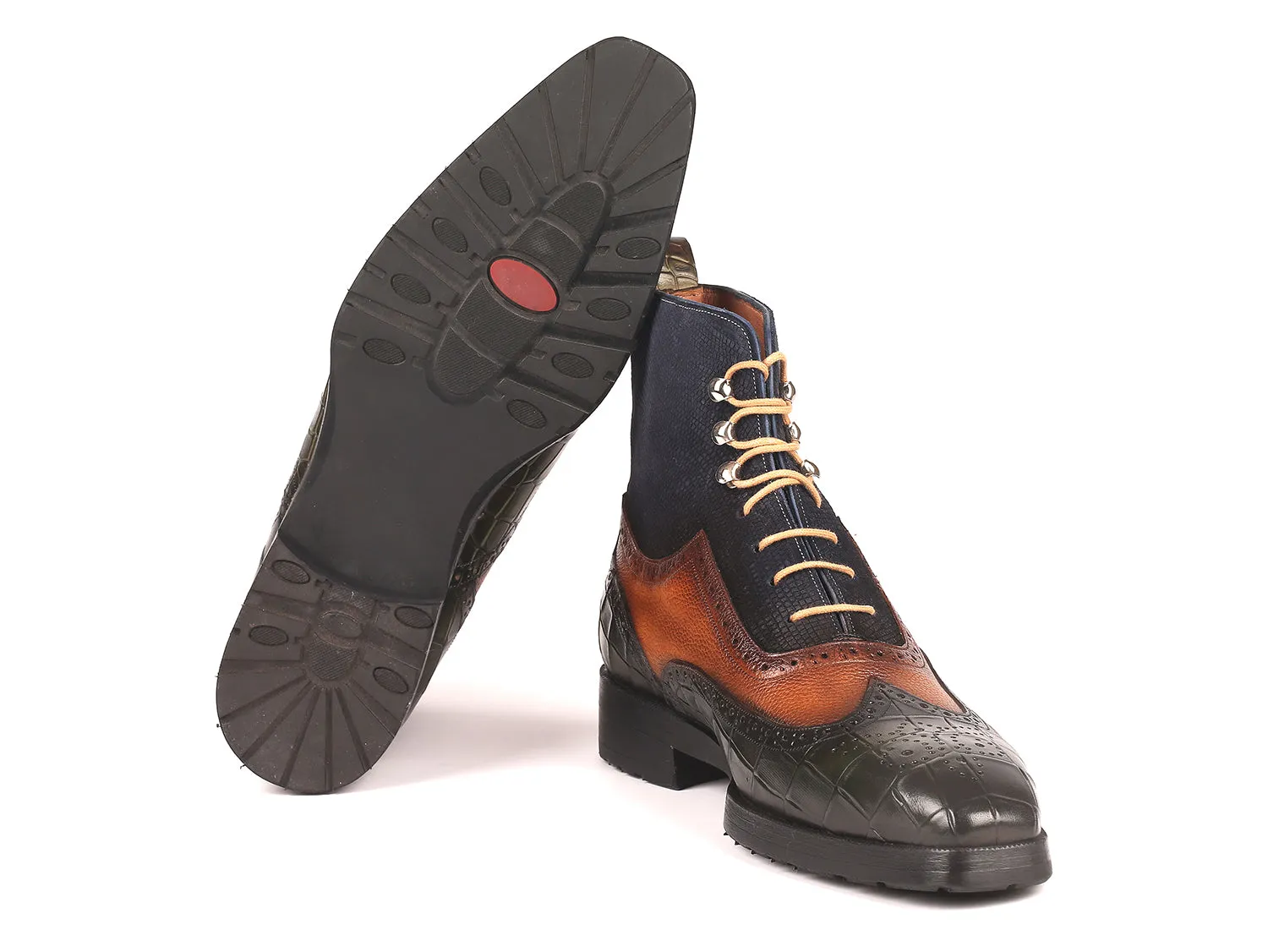 Paul Parkman Men's Wingtip Rubber Sole Boots in Three Tones