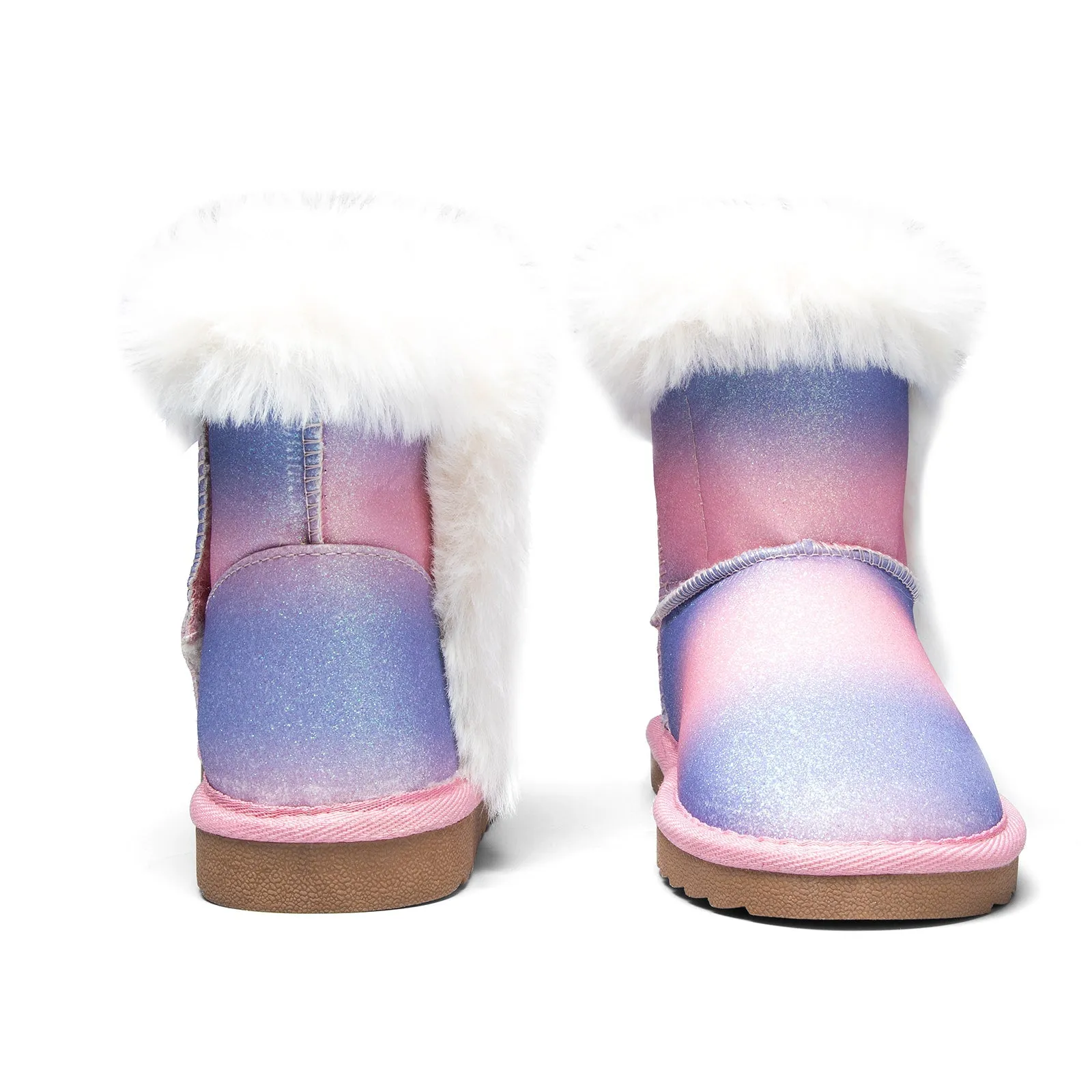 Powder Blue Gradient Glitter Warm Snow Boots