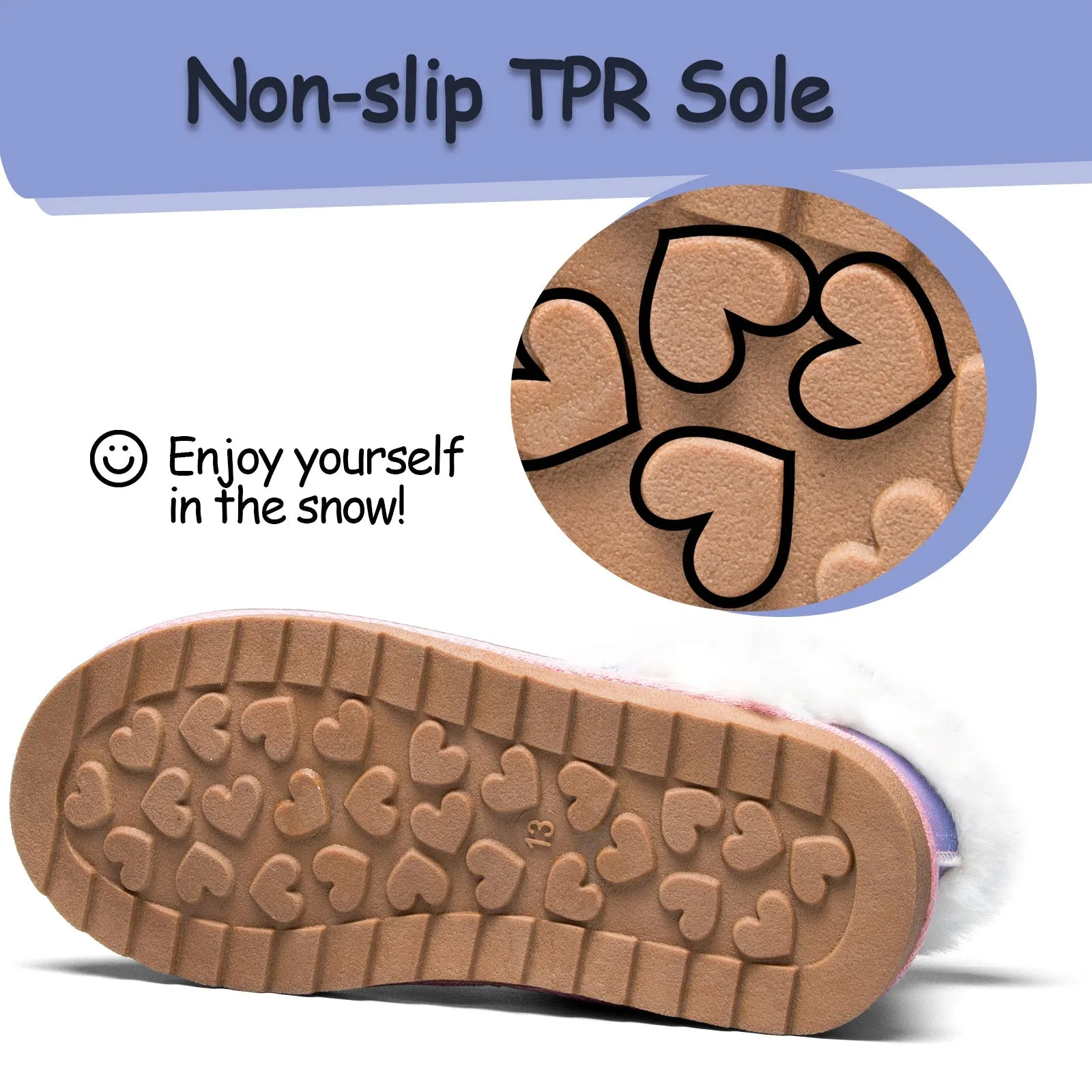 Powder Blue Gradient Glitter Warm Snow Boots
