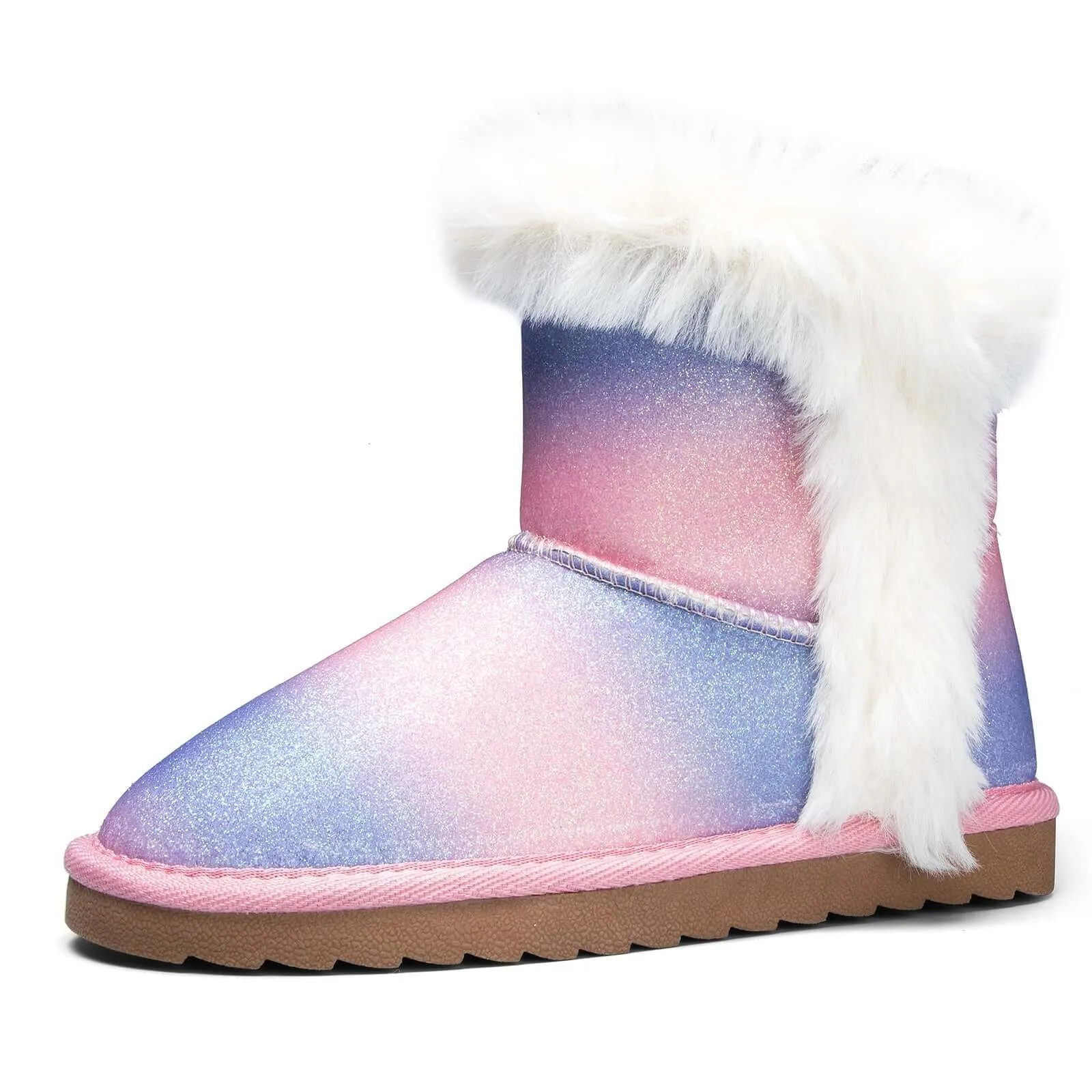 Powder Blue Gradient Glitter Warm Snow Boots