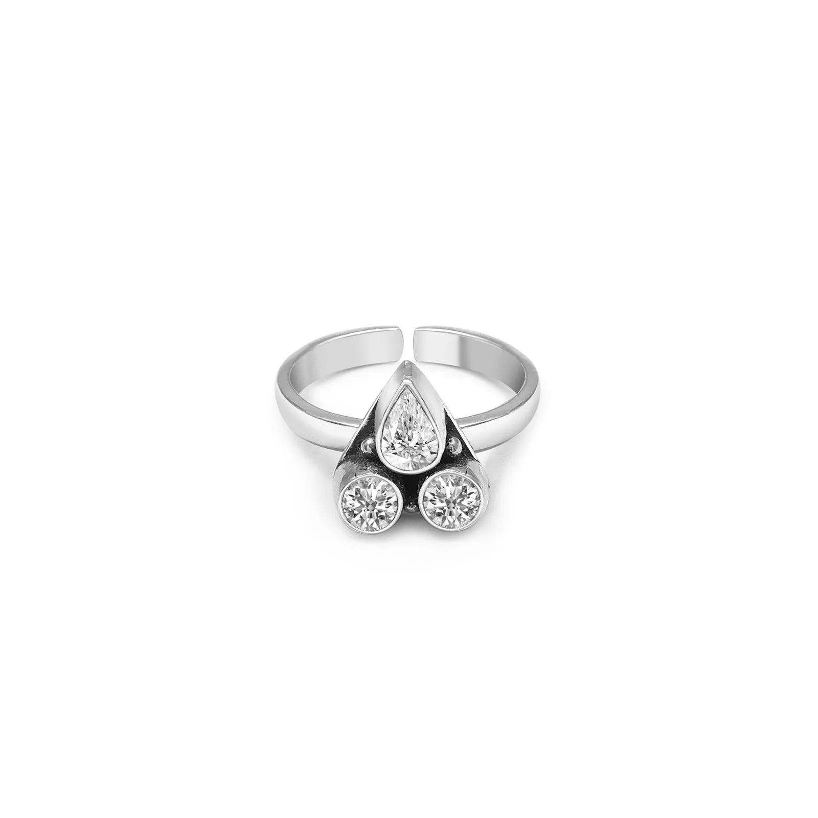 Pure Silver Toe Ring - Rich CZ Stone Bichiya Set