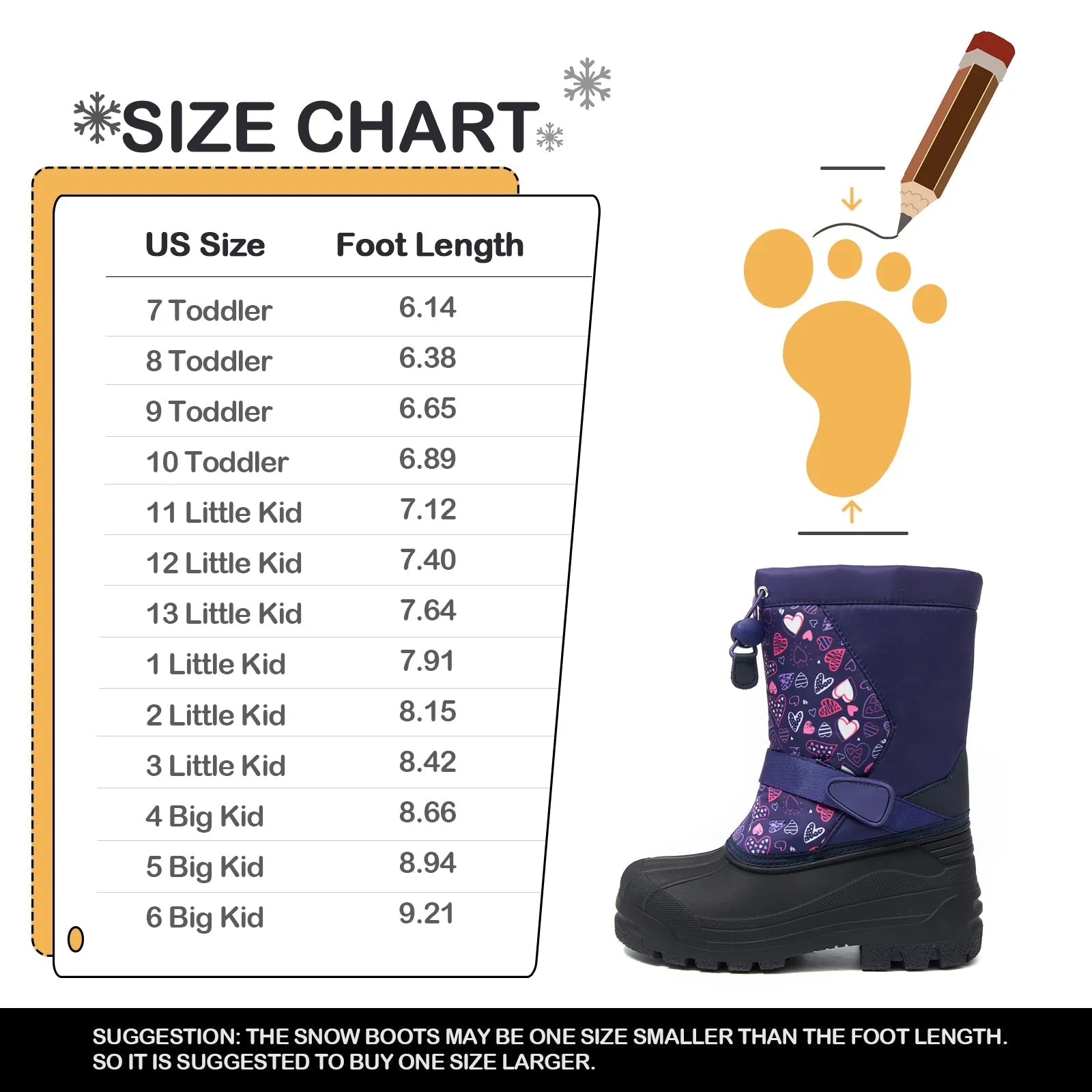 Purple Heart Warm Waterproof Non-slip Snow Boots