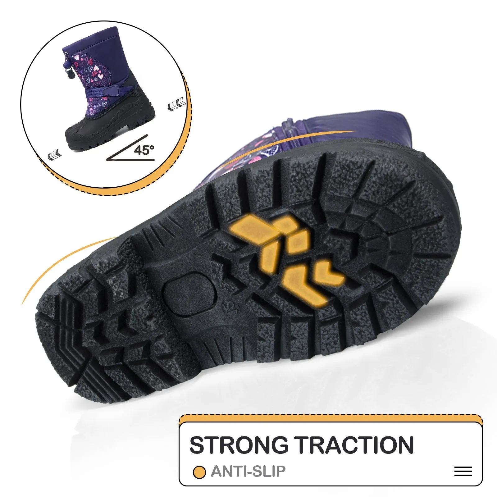 Purple Heart Warm Waterproof Non-slip Snow Boots