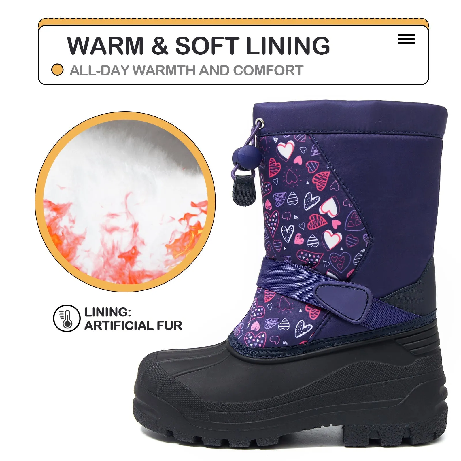 Purple Heart Warm Waterproof Non-slip Snow Boots