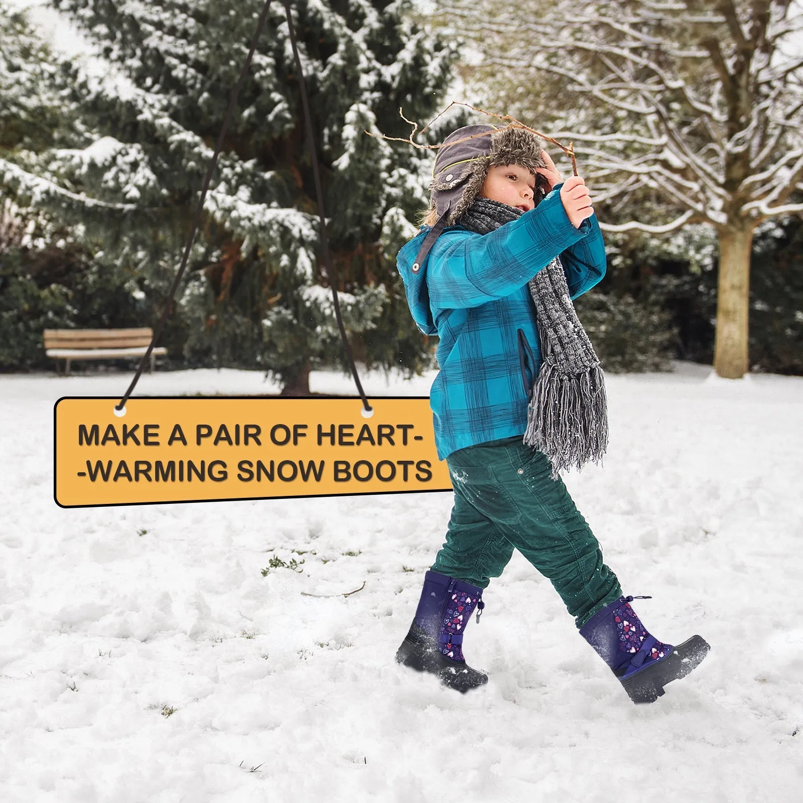 Purple Heart Warm Waterproof Non-slip Snow Boots