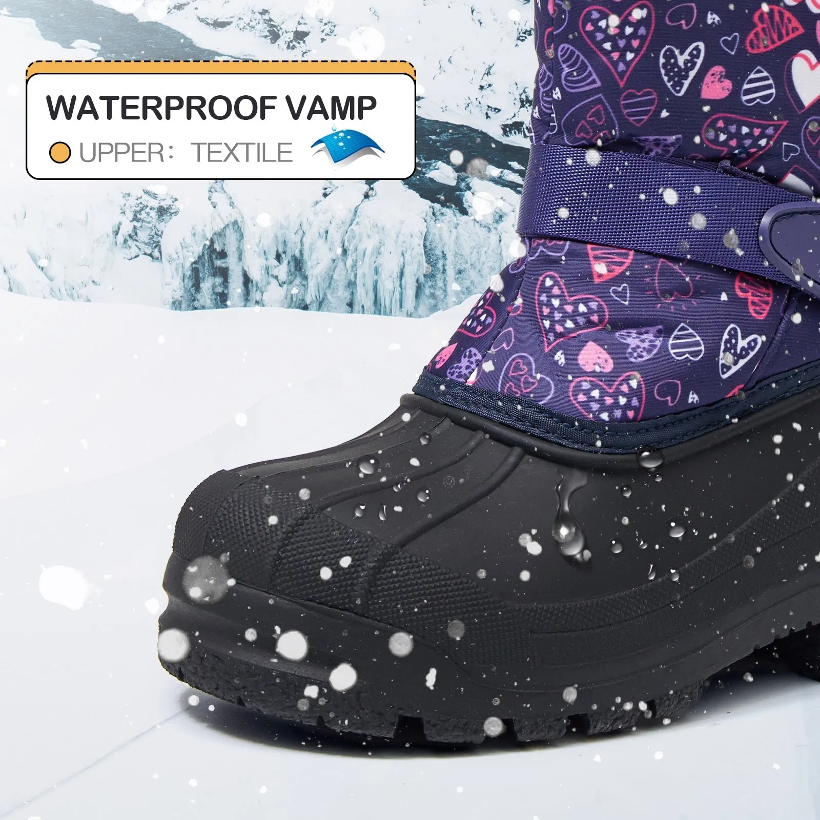 Purple Heart Warm Waterproof Non-slip Snow Boots