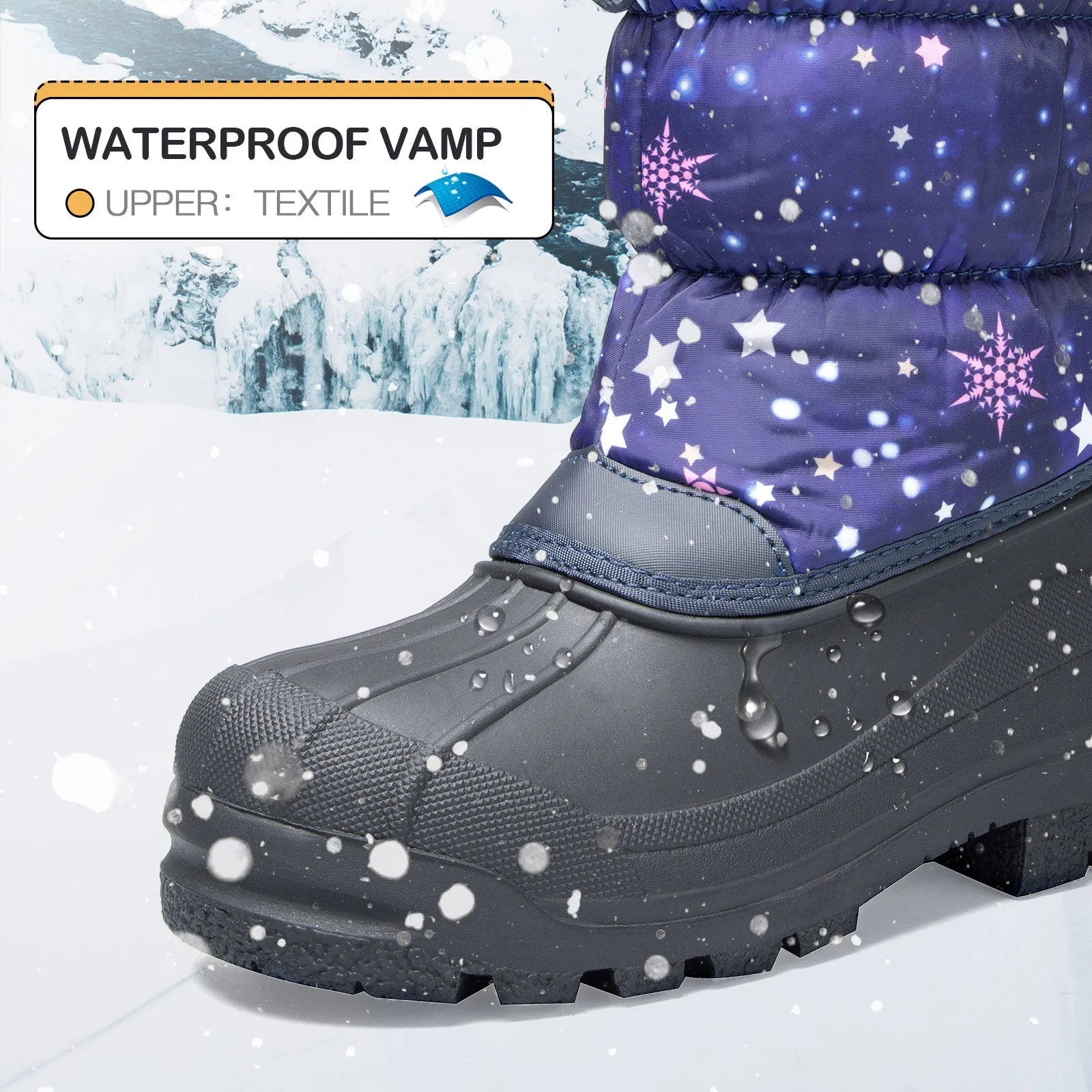 Purple Star Warm Waterproof Non-slip Snow Boots