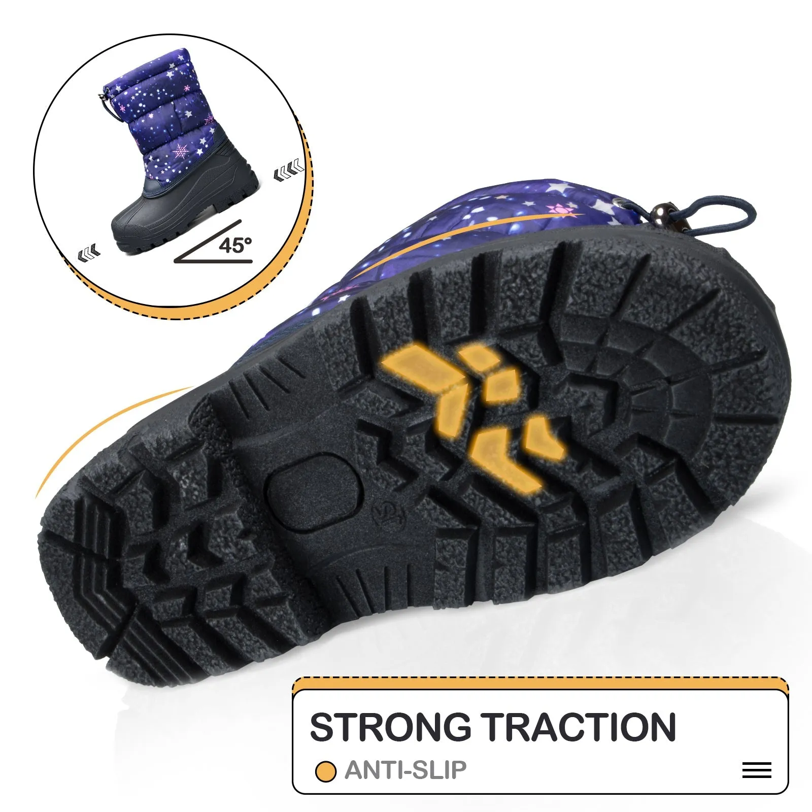 Purple Star Warm Waterproof Non-slip Snow Boots