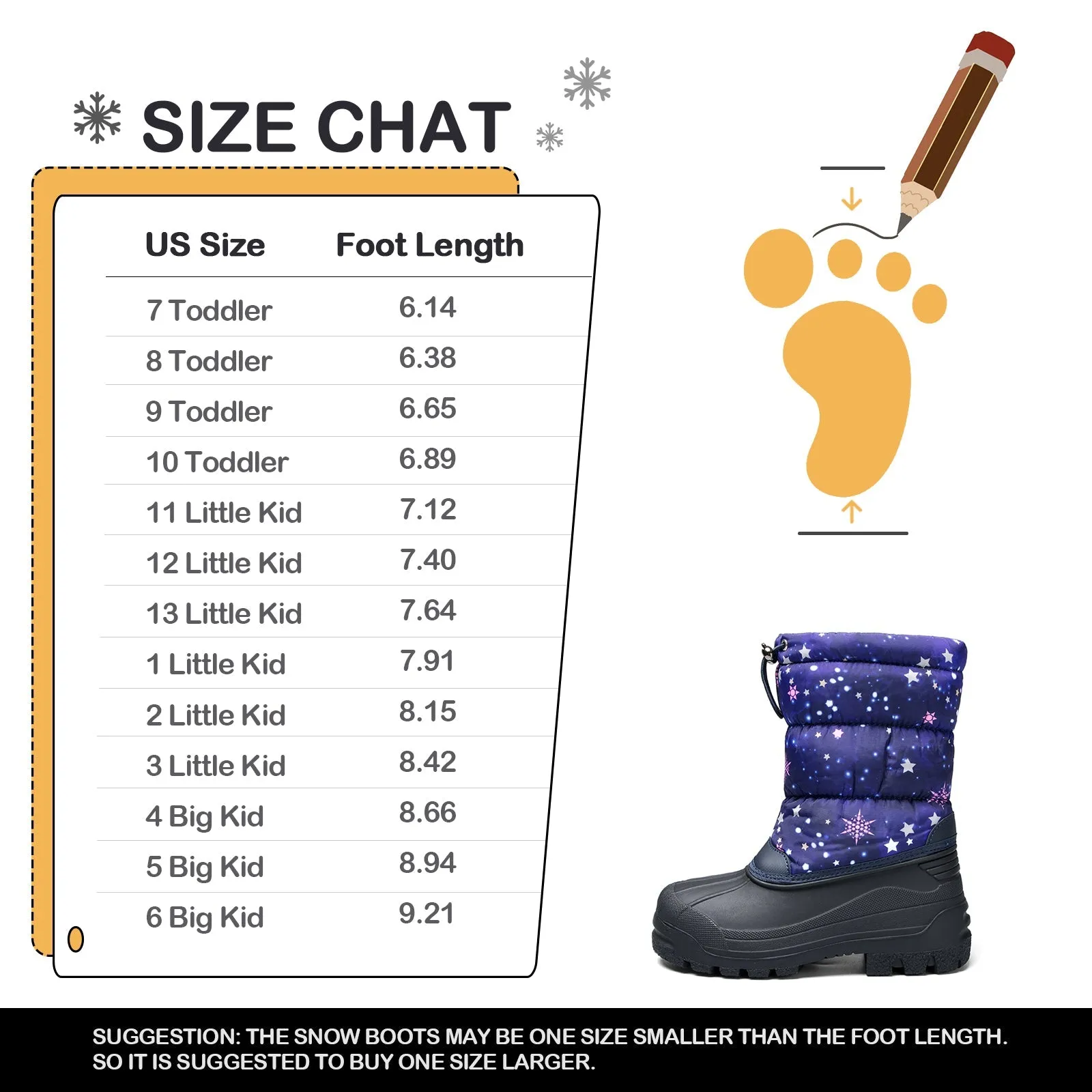 Purple Star Warm Waterproof Non-slip Snow Boots