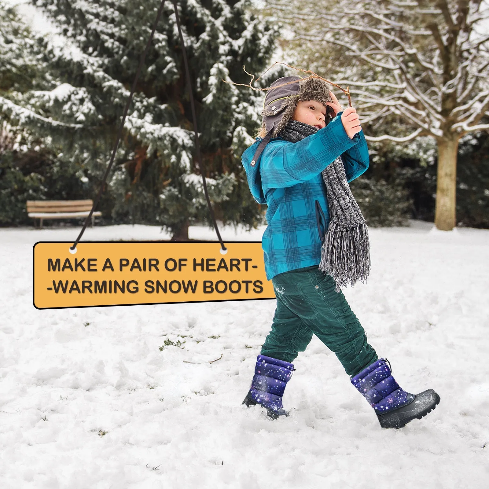 Purple Star Warm Waterproof Non-slip Snow Boots