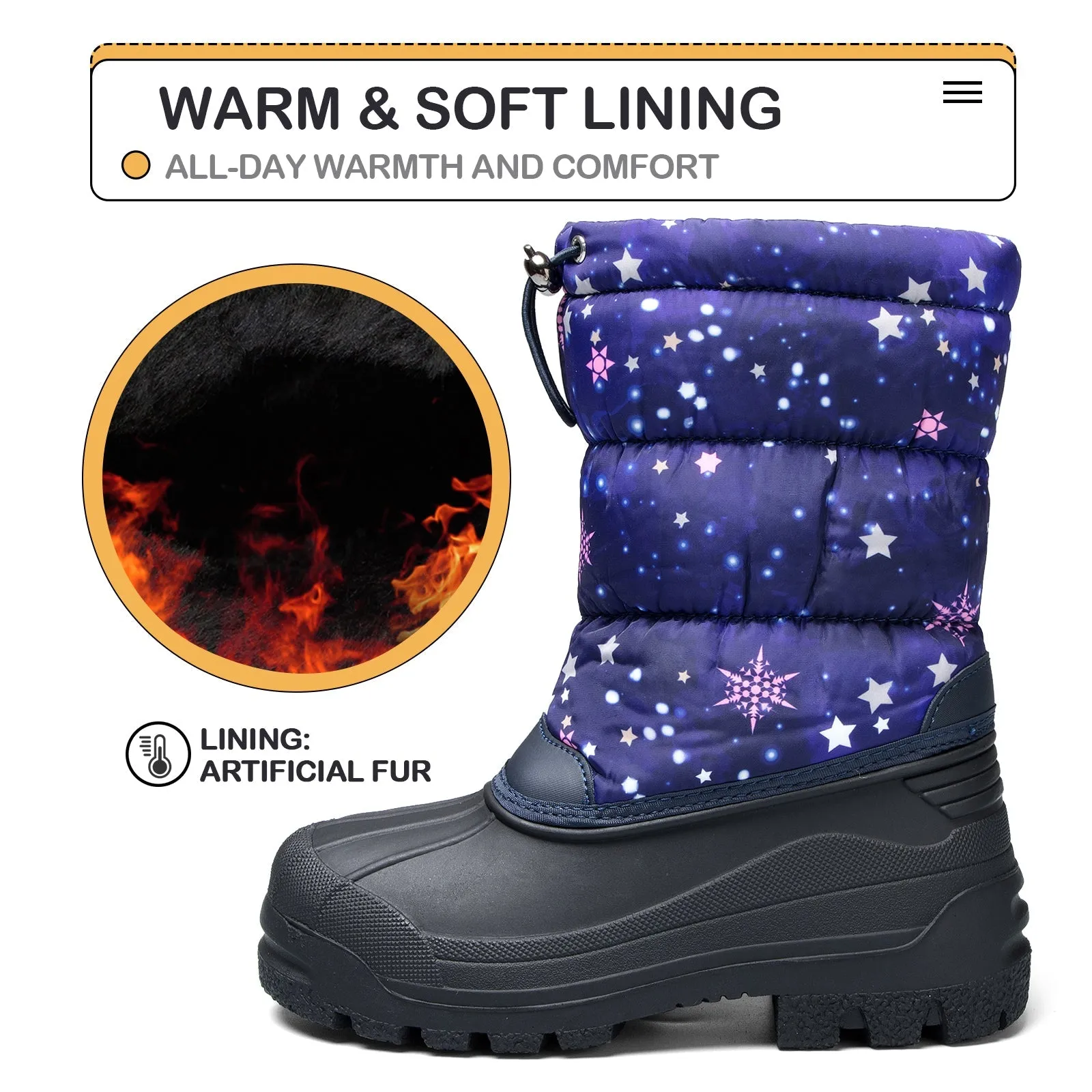 Purple Star Warm Waterproof Non-slip Snow Boots