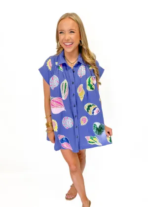 Queen of Sparkles Purple Gauze Colorblock Shell Dress